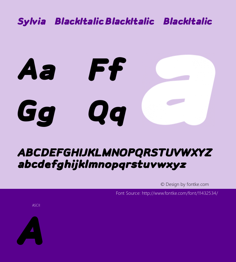 Sylvia-BlackItalic BlackItalic-BlackItalic Version 001.000 Font Sample