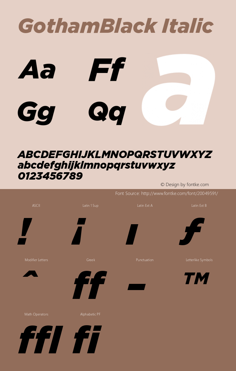 GothamBlack-Italic 001.000 Font Sample