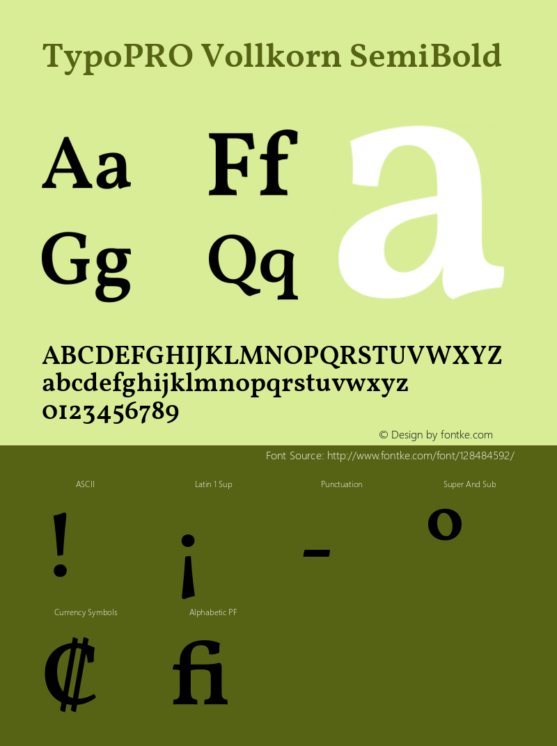 TypoPRO Vollkorn SemiBold Version 5.000; ttfautohint (v1.8.3) Font Sample