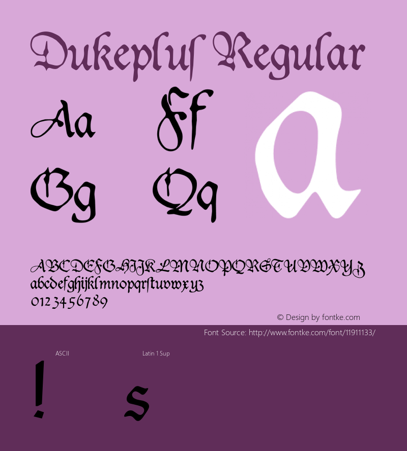 Dukeplus Regular Version: 09/20/2000 Font Sample