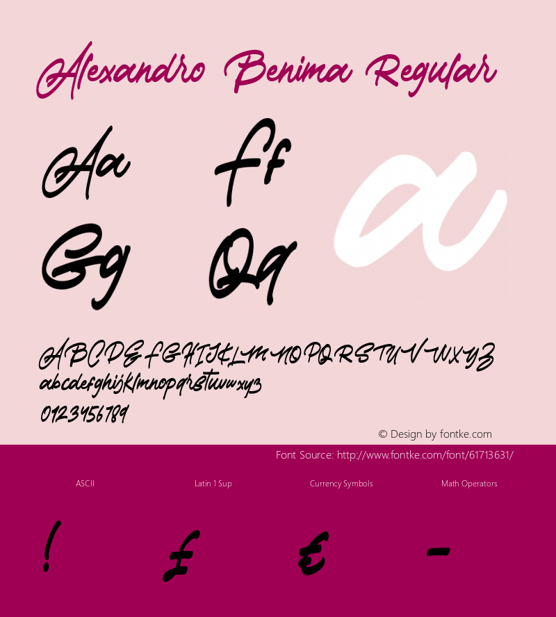 Alexandro Benima Regular Version 1.000 Font Sample
