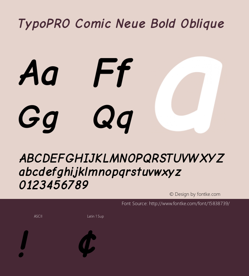 TypoPRO Comic Neue Bold Oblique Version 1.000 Font Sample