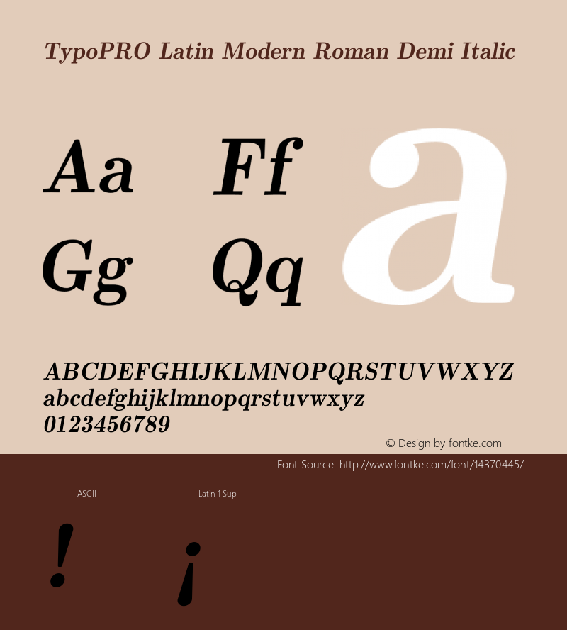 TypoPRO Latin Modern Roman Demi Italic Version 2.004;PS 2.004;hotconv 1.0.49;makeotf.lib2.0.14853 Font Sample