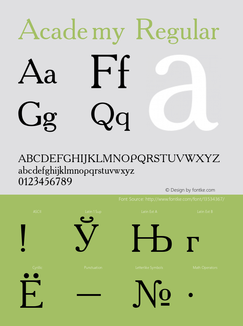 Academy Regular Converted from t:\ACD55___.TF1 by ALLTYPE Font Sample