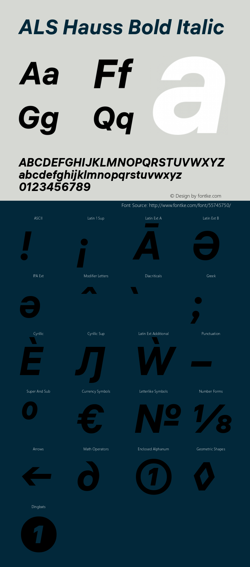 ALS Hauss Bold Italic Version 1.000 Font Sample