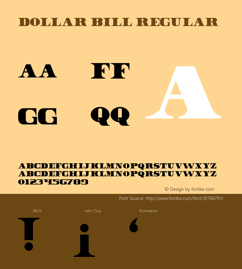 Dollar Bill Regular Version 1.0 Font Sample