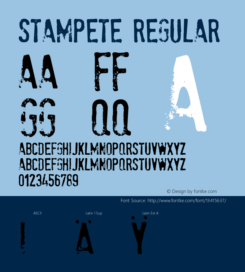 stamPete Regular Macromedia Fontographer 4.1 3-11-2006 Font Sample