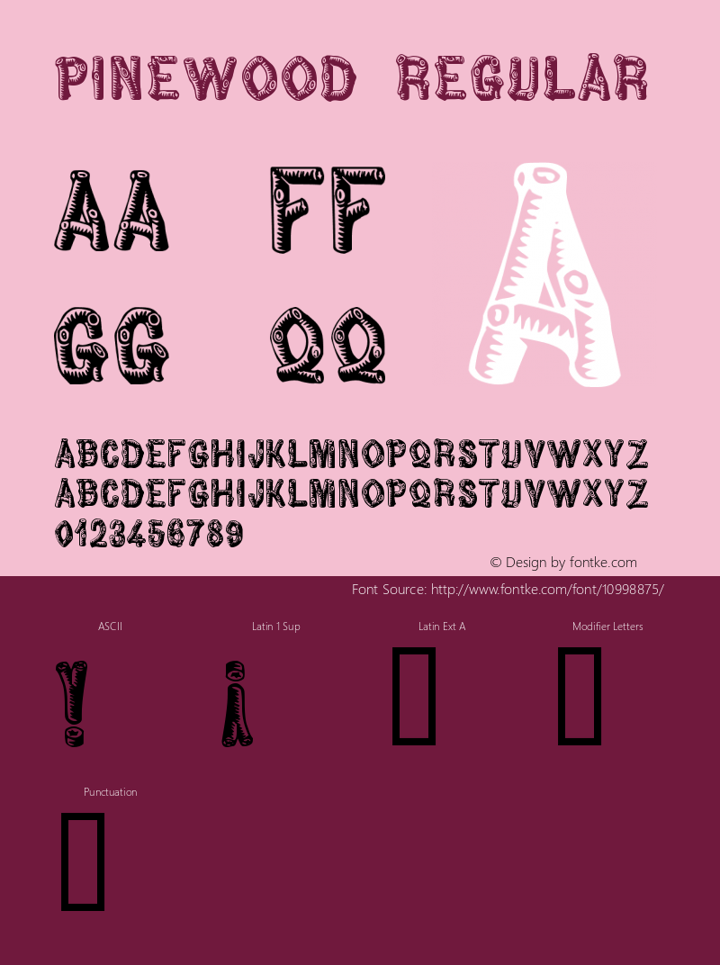 Pinewood Regular Version 002.012 Font Sample