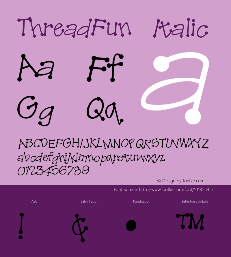 ThreadFun Italic Altsys Fontographer 4.0.2 10/29/93 Font Sample