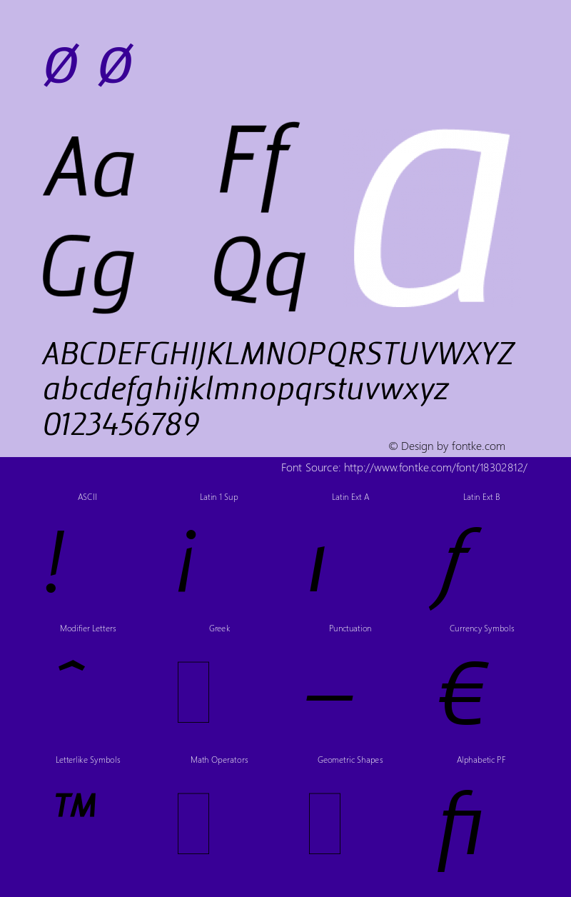 ø ø Version 1.0; 2000; initial release Font Sample