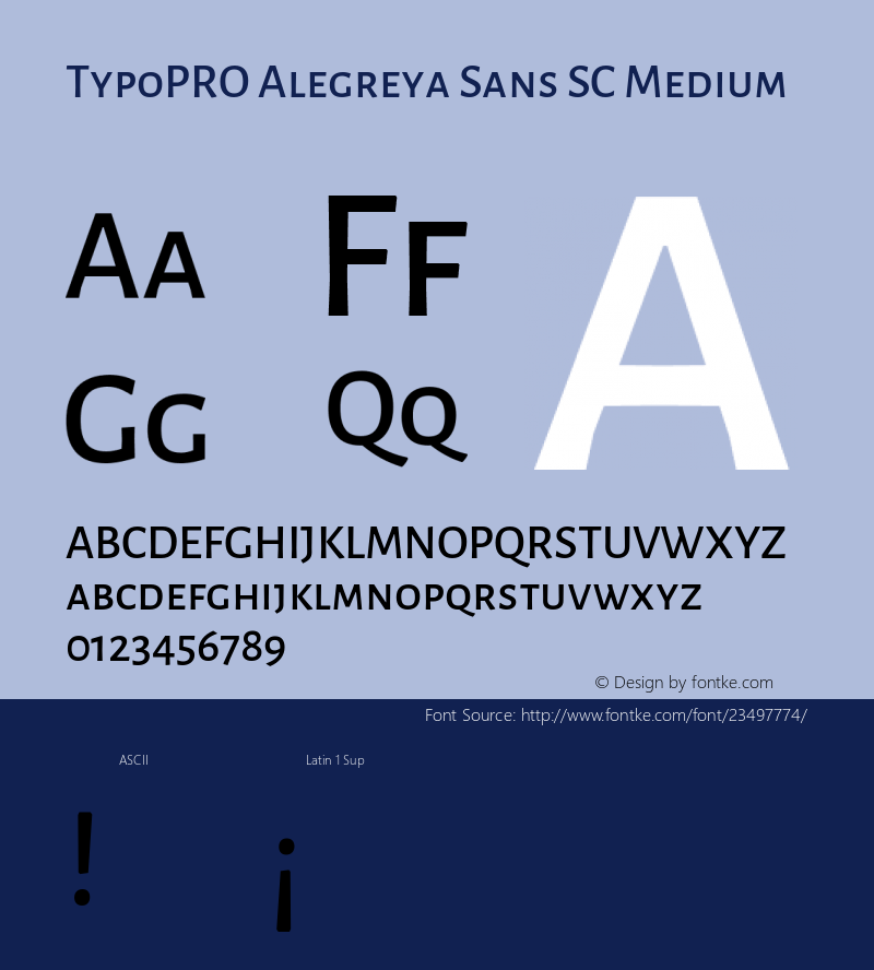 TypoPRO Alegreya Sans SC Medium Version 1.001;PS 001.001;hotconv 1.0.70;makeotf.lib2.5.58329 DEVELOPMENT; ttfautohint (v0.97) -l 8 -r 50 -G 200 -x 17 -f dflt -w G -W Font Sample