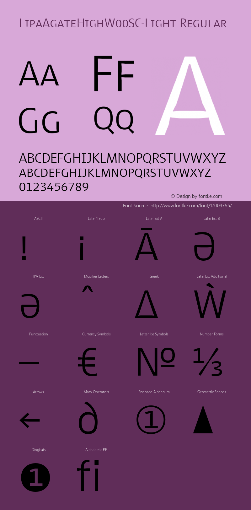 LipaAgateHighW00SC-Light Regular Version 1.00 Font Sample