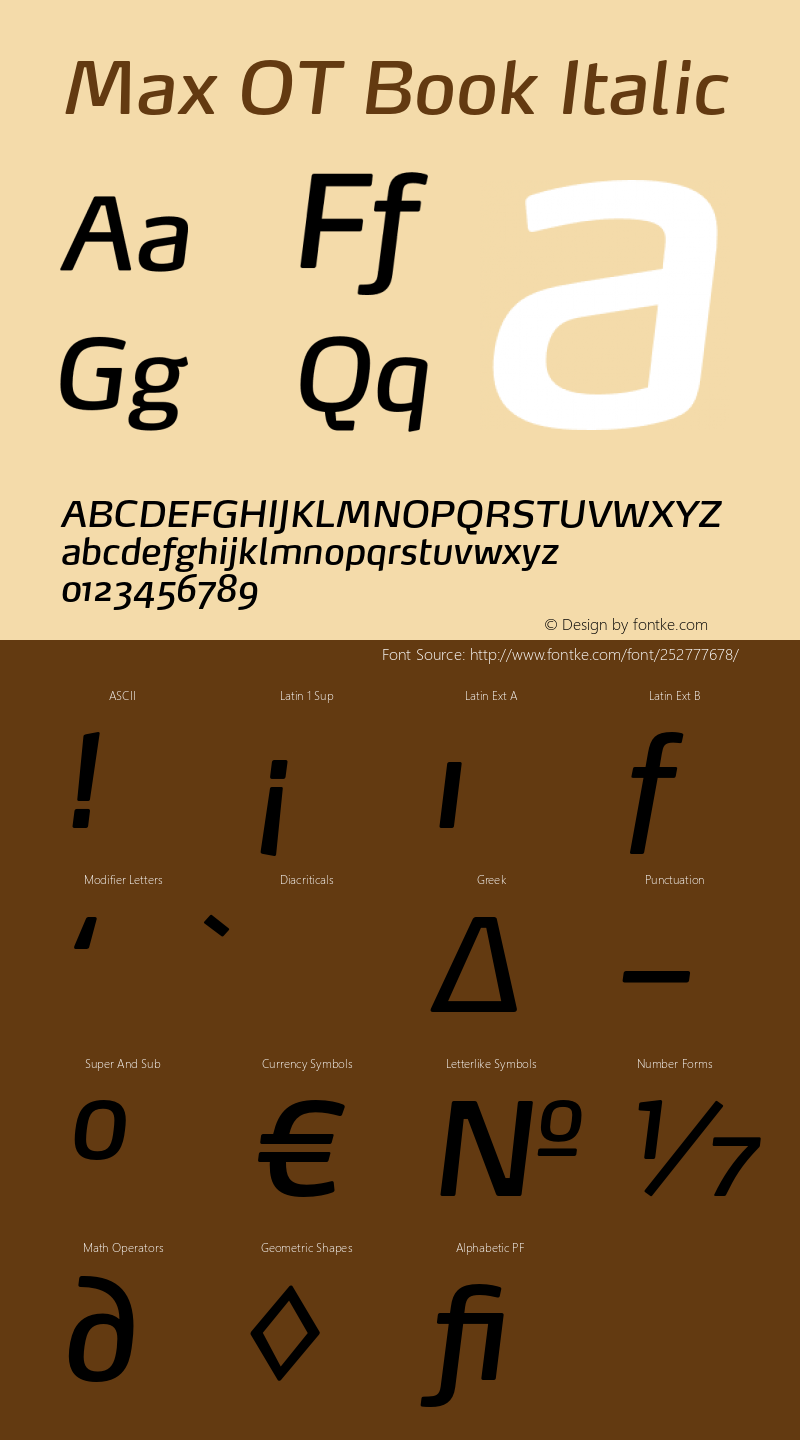 MaxOT-BookItalic Version 7.504; 2005; Build 1026图片样张