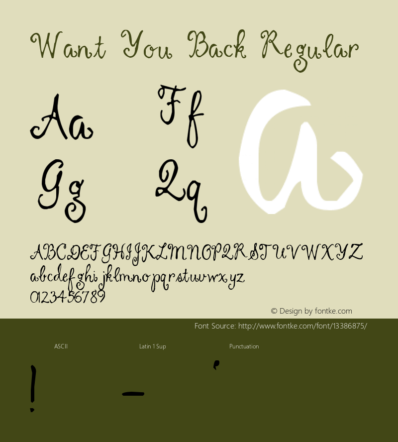 Want You Back Regular Version 1.01 May 4, 2006 Font Sample