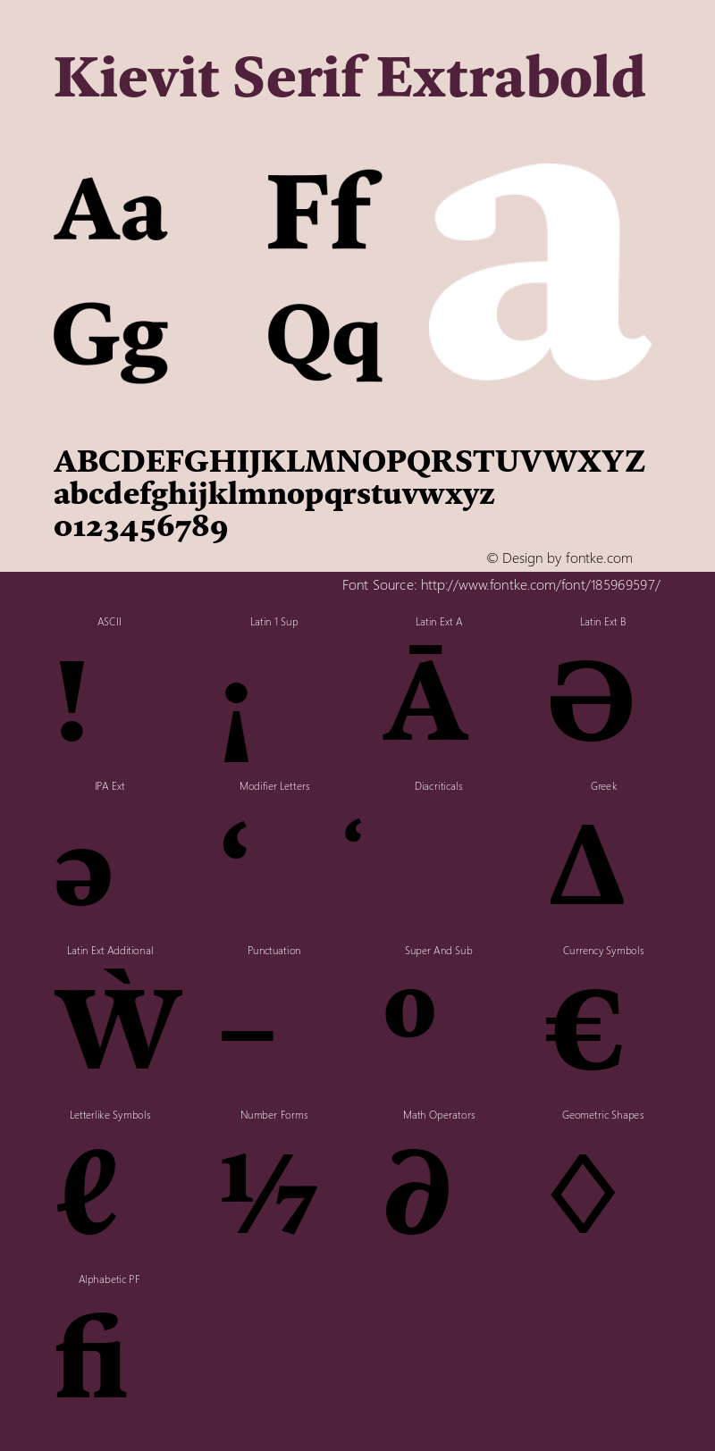 Kievit Serif Extrabold Version 7.700, build 1040, FoPs, FL 5.04图片样张