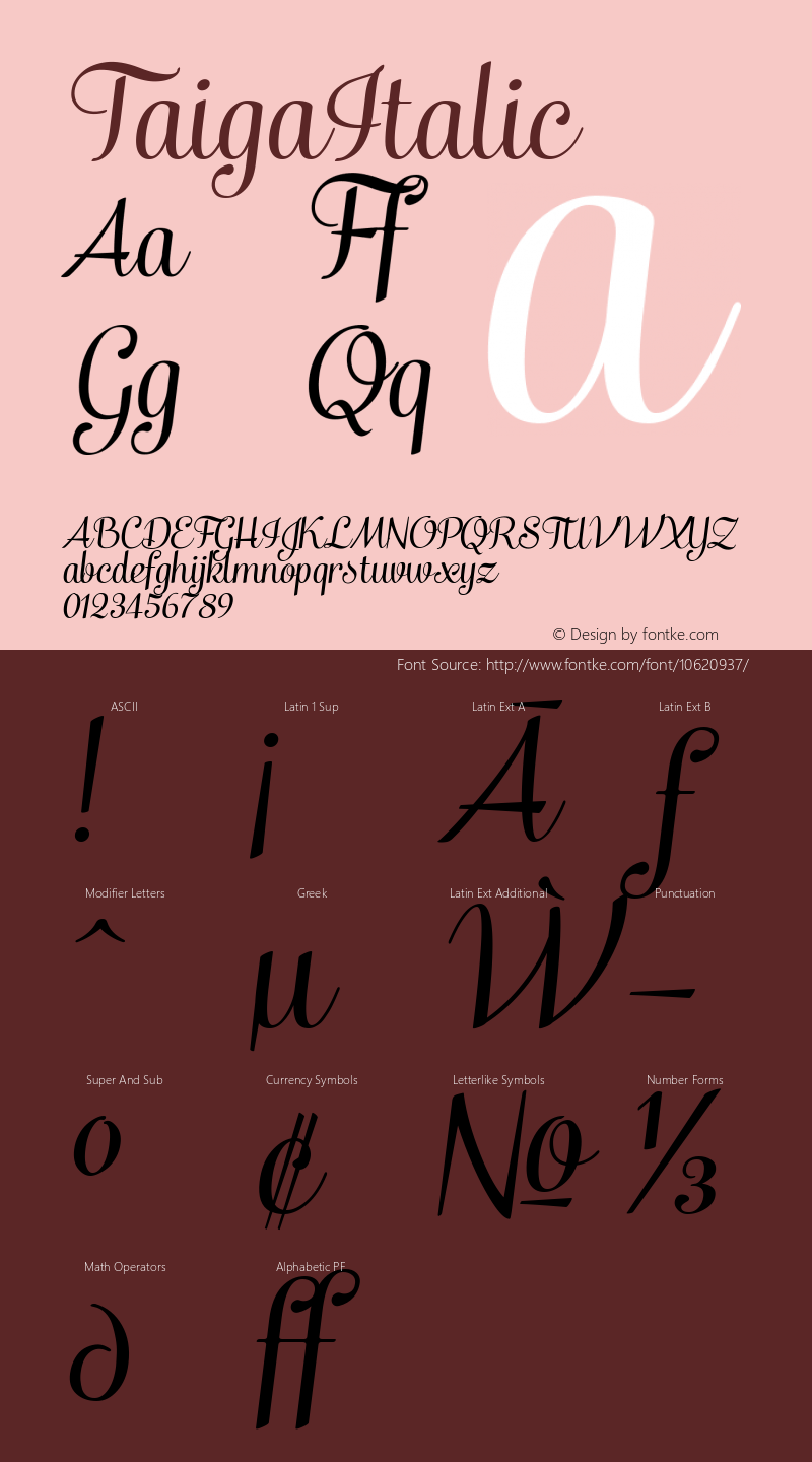 TaigaItalic ☞ Version 1.000;com.myfonts.fenotype.taiga.italic.wfkit2.3ThM Font Sample