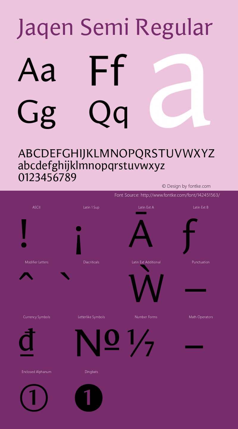 Jaqen Semi Regular Version 001.001 June 2020 Font Sample