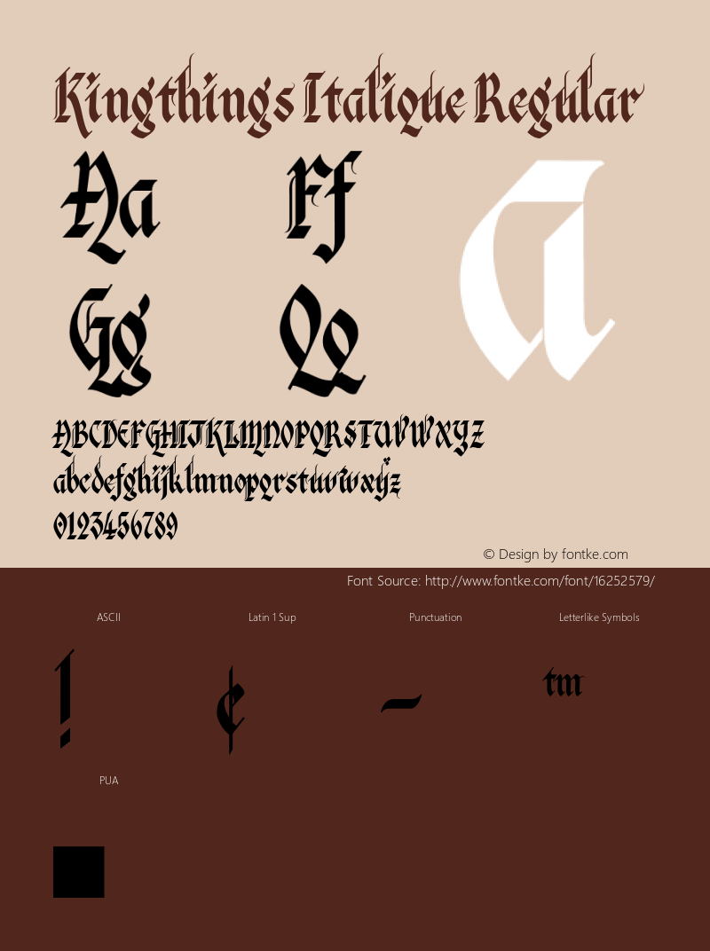 Kingthings Italique Regular Version 1.0 May, 2003 Font Sample