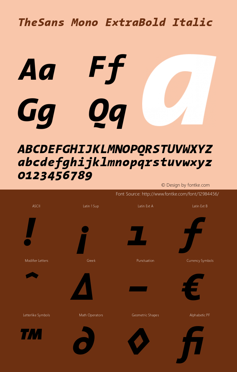 TheSans Mono ExtraBold Italic 001.000 Font Sample