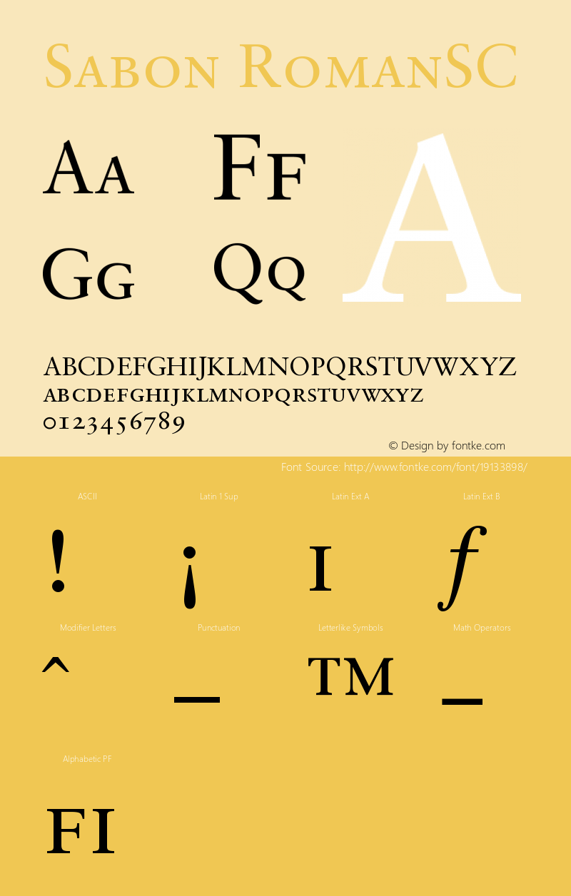 Sabon Roman Small Caps & Oldstyle Figures Version 001.000 Font Sample