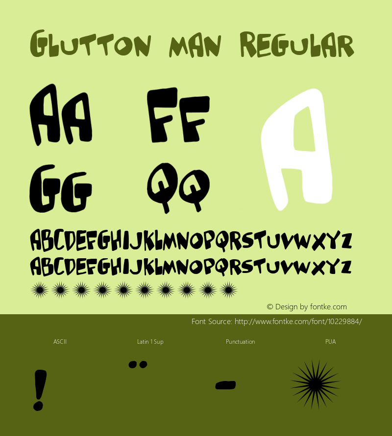 Glutton man Regular 2 Font Sample