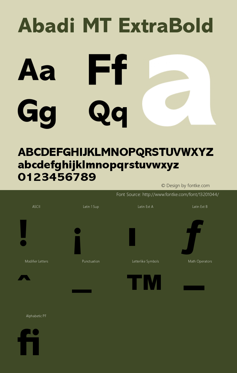 Abadi MT ExtraBold Version 001.003  Font Sample