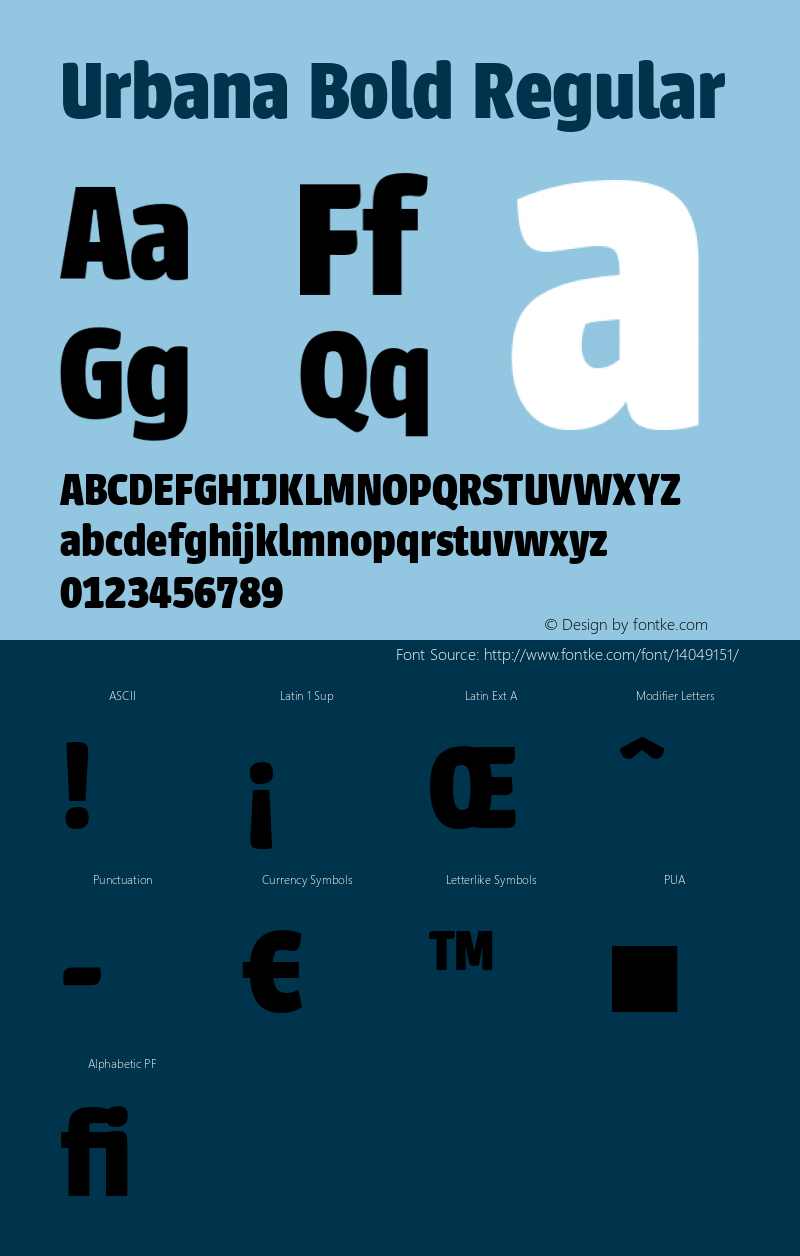 Urbana Bold Regular 2.000 Font Sample