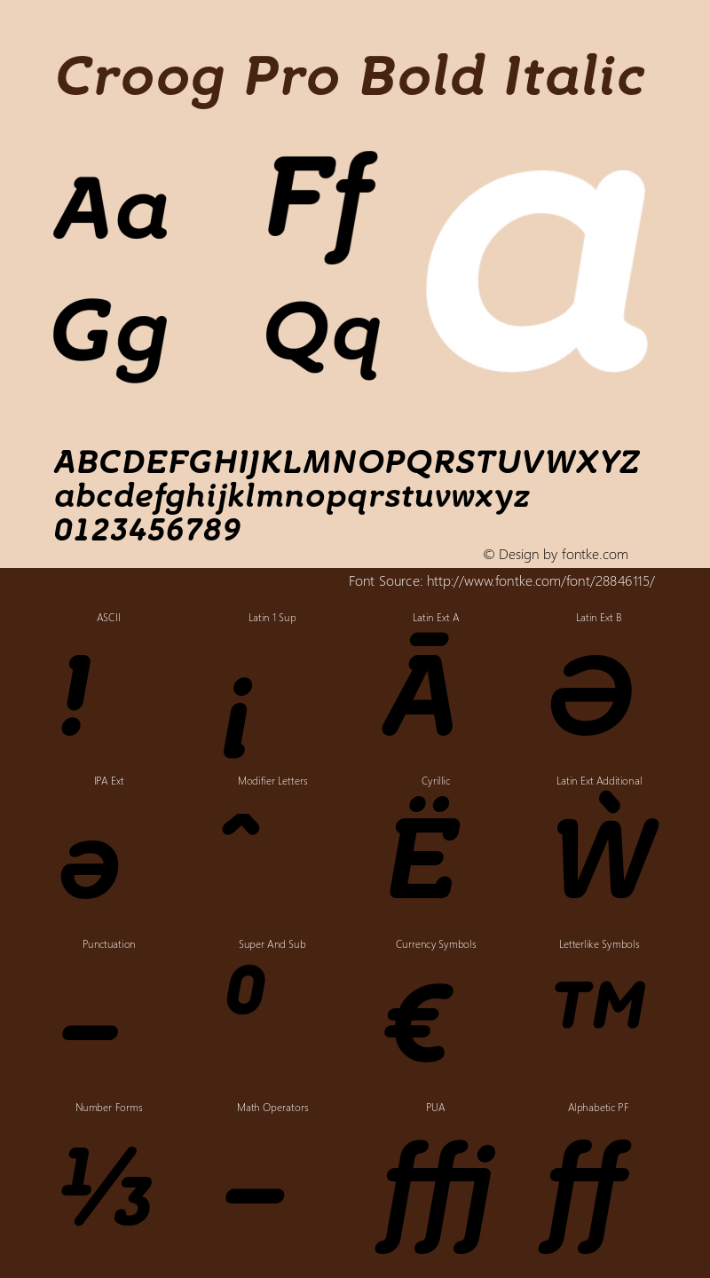 CroogPro-BoldItalic Version 2.000 Font Sample