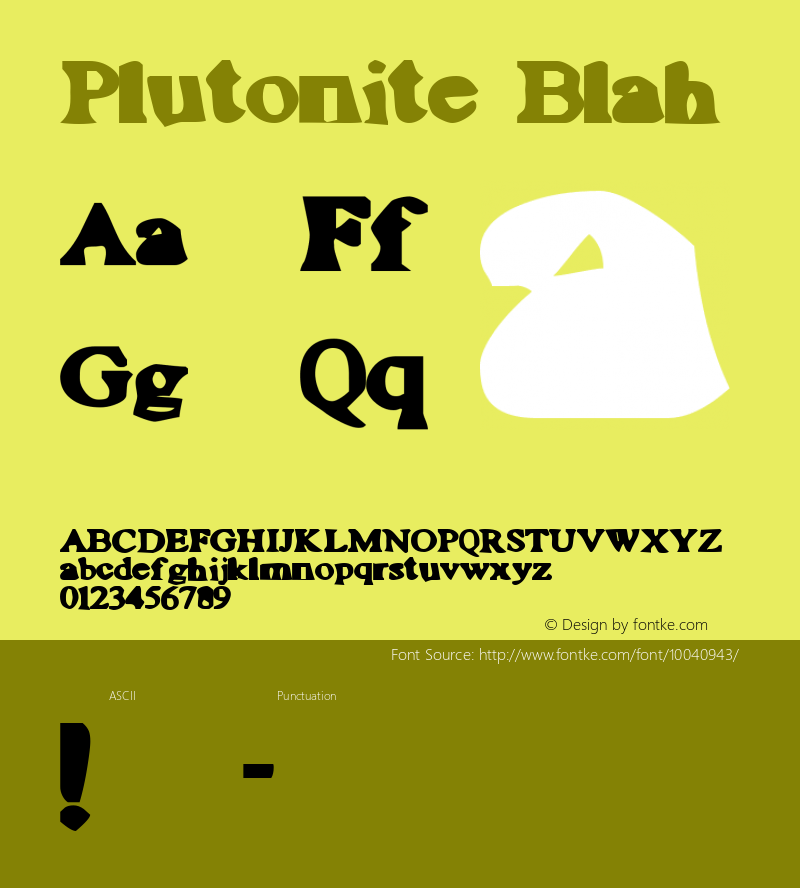 Plutonite Blah Macromedia Fontographer 4.1 10/7/97 Font Sample