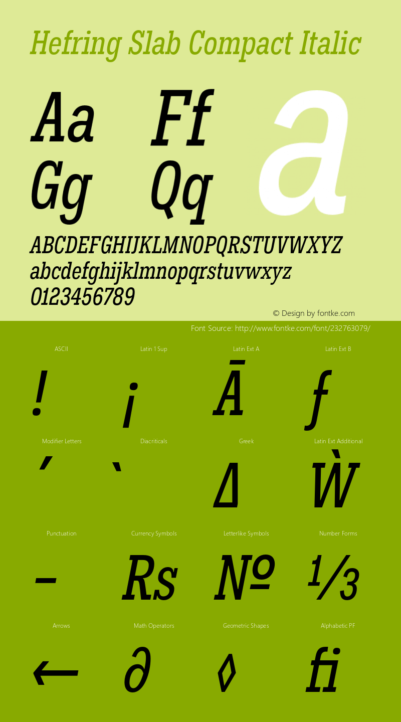Hefring Slab Compact Italic Version 001.000 October 2018图片样张