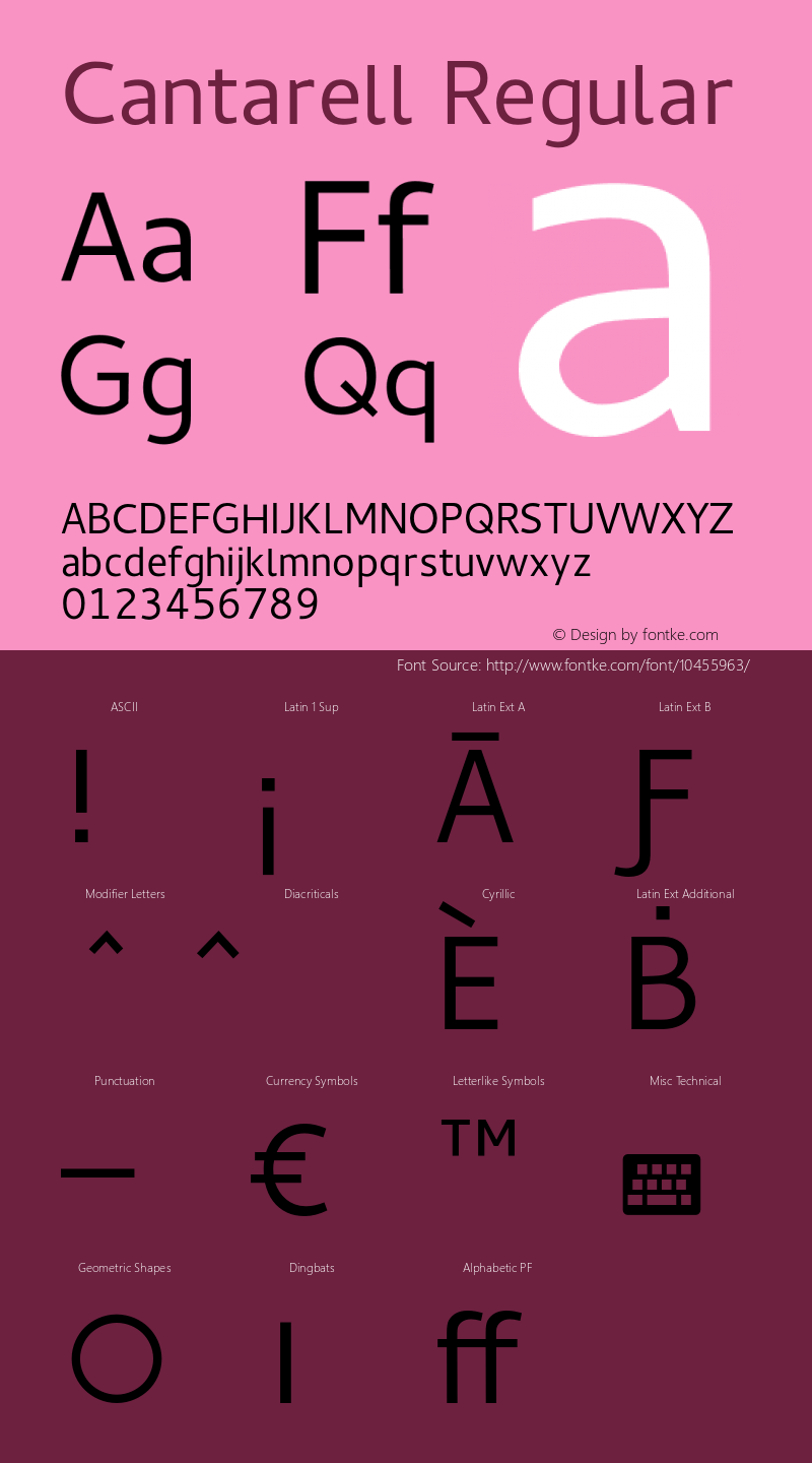 Cantarell Regular Version 0.0.11 Font Sample