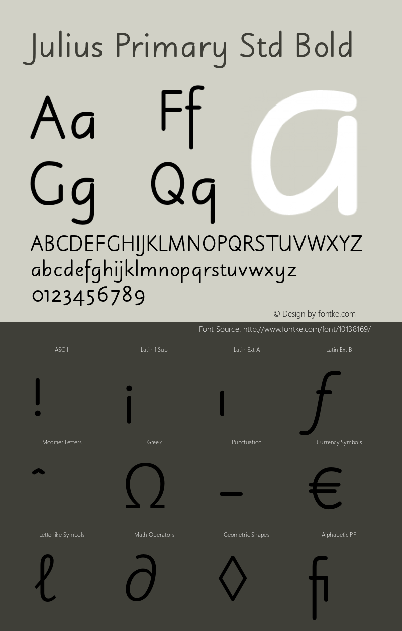 Julius Primary Std Bold Version 1.000;PS 001.000;hotconv 1.0.38 Font Sample