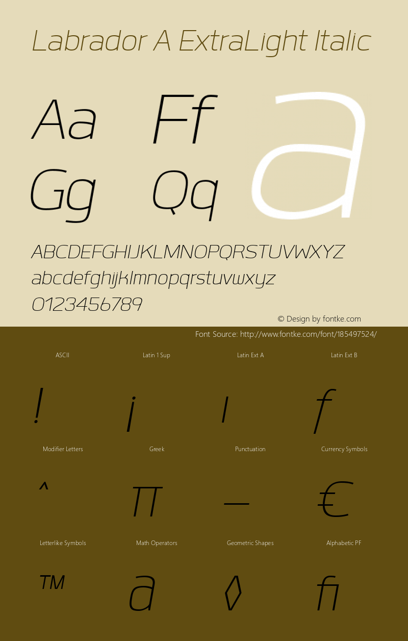 Labrador A ExtraLight Italic 1.000图片样张