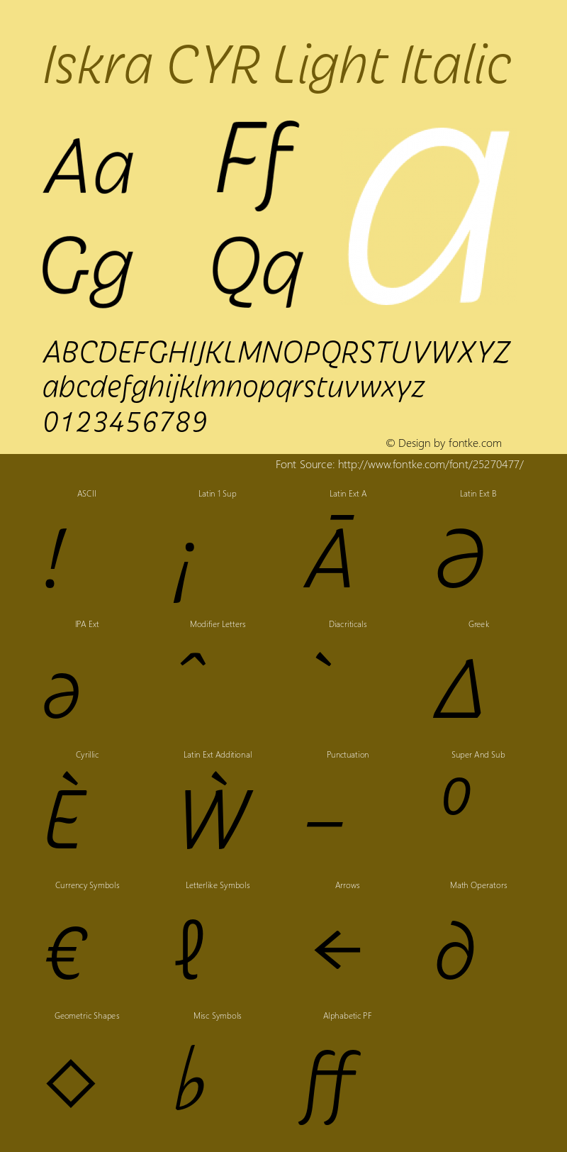 IskraCYRLt-Italic Version 1.001 Font Sample