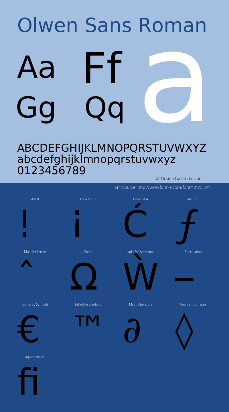 Olwen Sans Roman 0.1 Font Sample