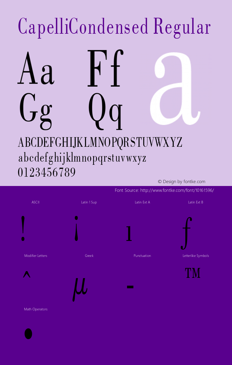 CapelliCondensed Regular Rev. 003.000 Font Sample