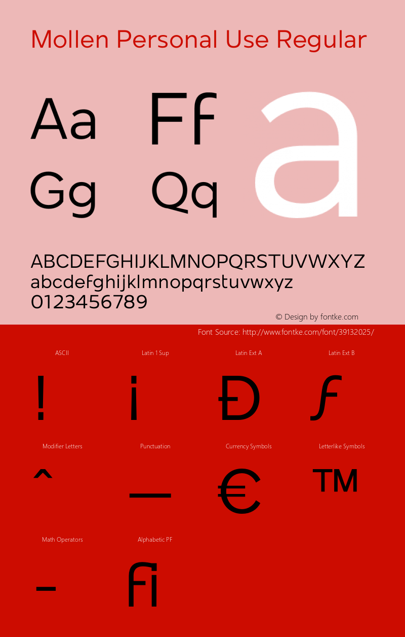 MollenPersonalUse-Regular Version 1.000 Font Sample