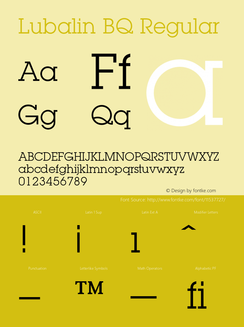 Lubalin BQ Regular 001.000 Font Sample