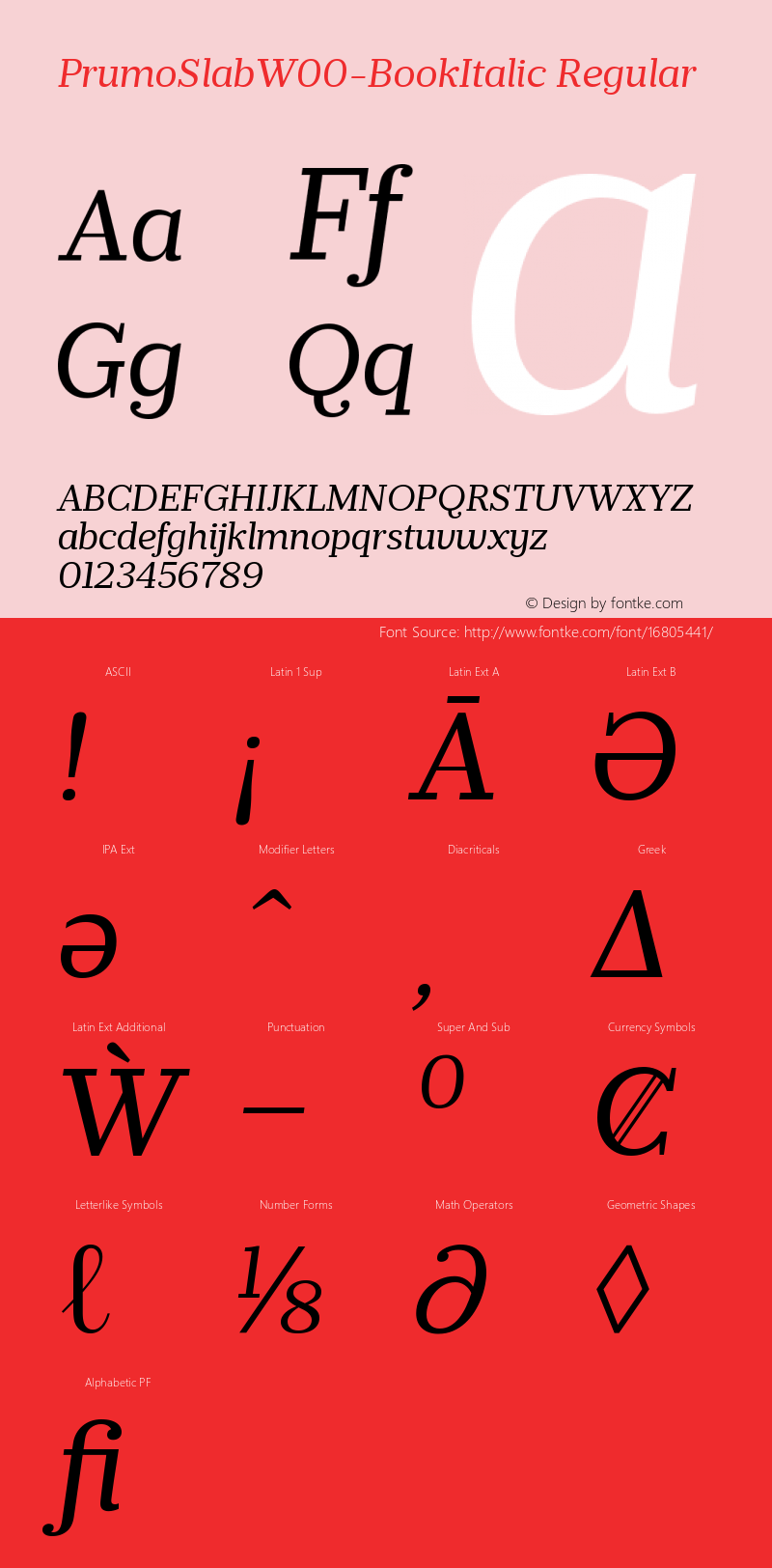 PrumoSlabW00-BookItalic Regular Version 1.10 Font Sample