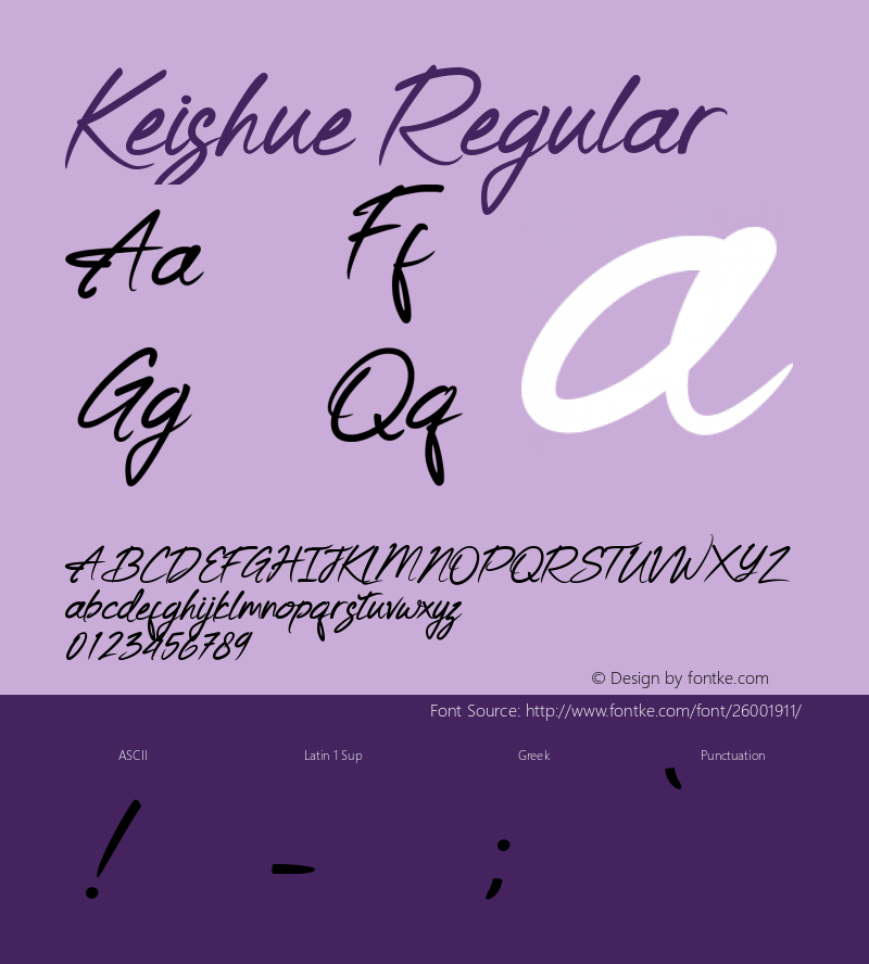 Keishue Version 1.00;May 4, 2018;FontCreator 11.5.0.2427 64-bit Font Sample