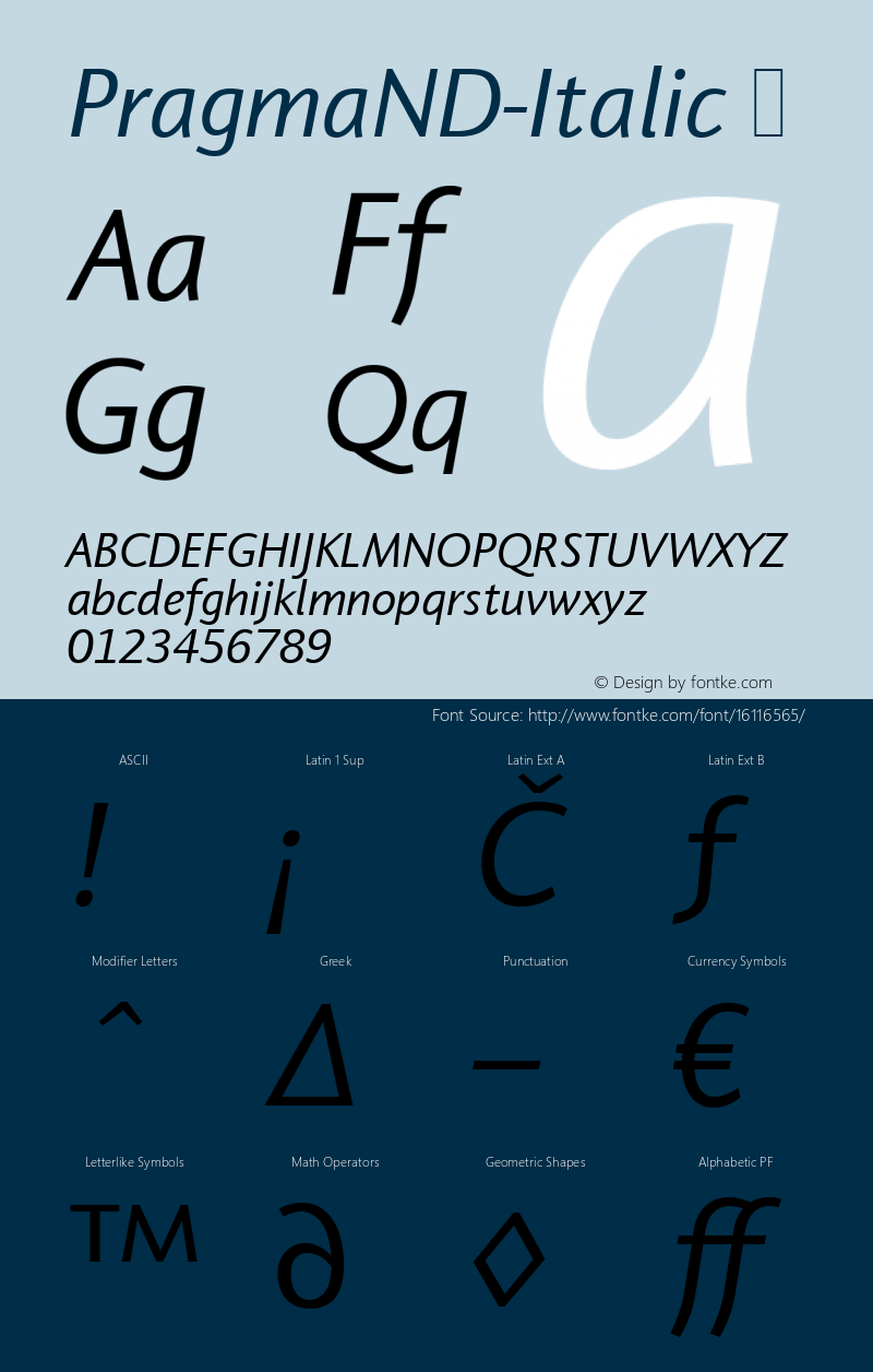 PragmaND-Italic ☞ Version 1.10;com.myfonts.easy.neufville.pragma-nd.italic.wfkit2.version.QsE Font Sample