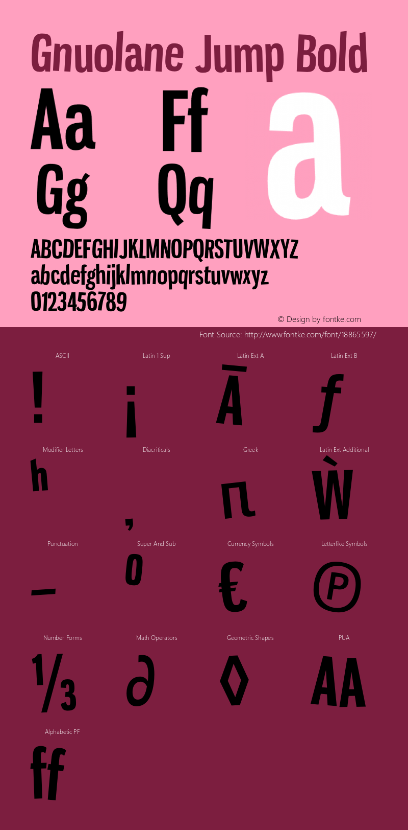 Gnuolane Jump Bold Version 1.000 Font Sample