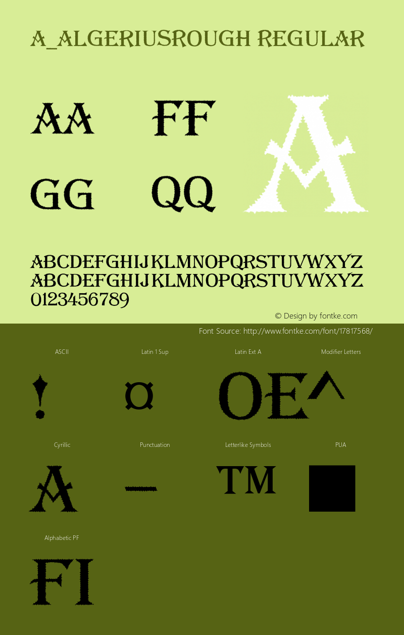 a_AlgeriusRough Regular 01.03 Font Sample