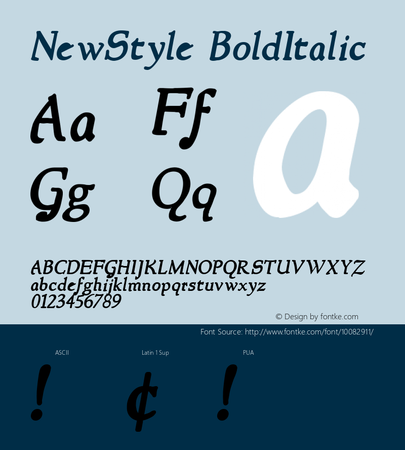 NewStyle BoldItalic Version 1.00 Font Sample