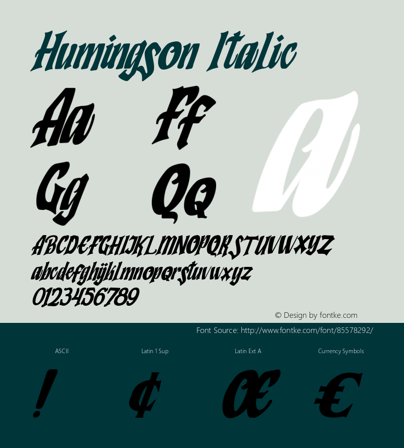 Humingson Italic Version 1.00;July 16, 2020;FontCreator 12.0.0.2563 64-bit Font Sample