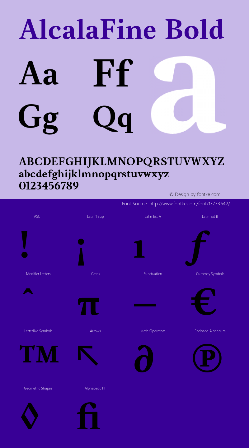 AlcalaFine Bold Version 1.0 Font Sample