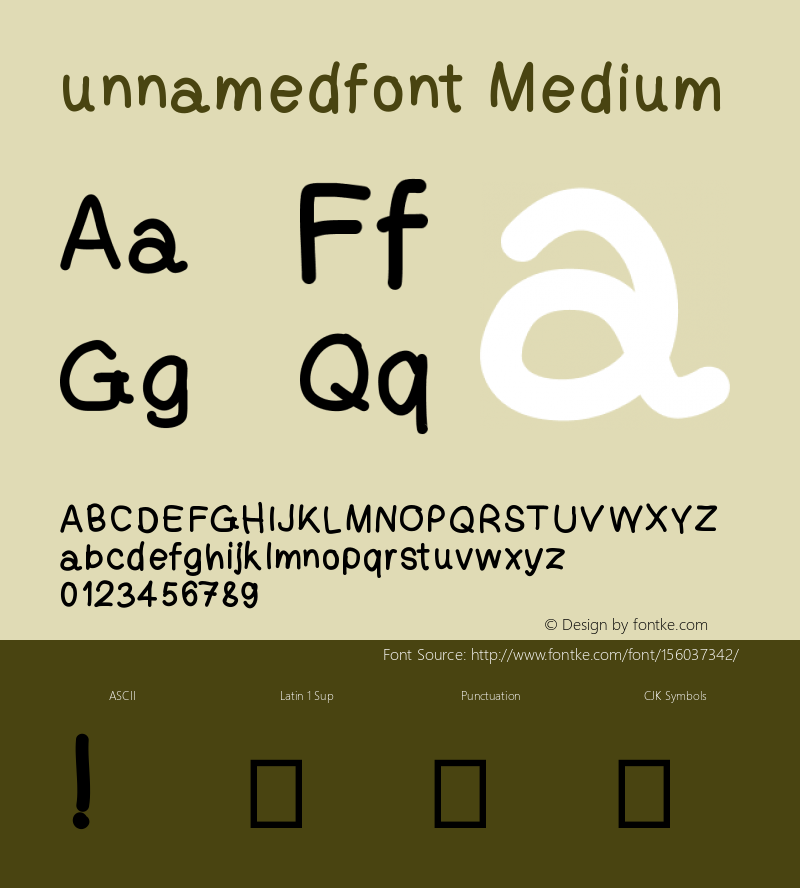 unnamedfont Version 001.000 Font Sample