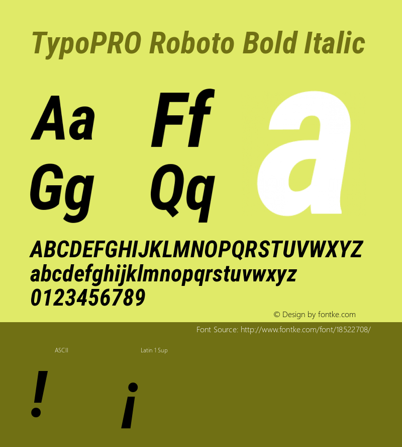 TypoPRO Roboto Bold Italic Version 2.135; 2016 Font Sample