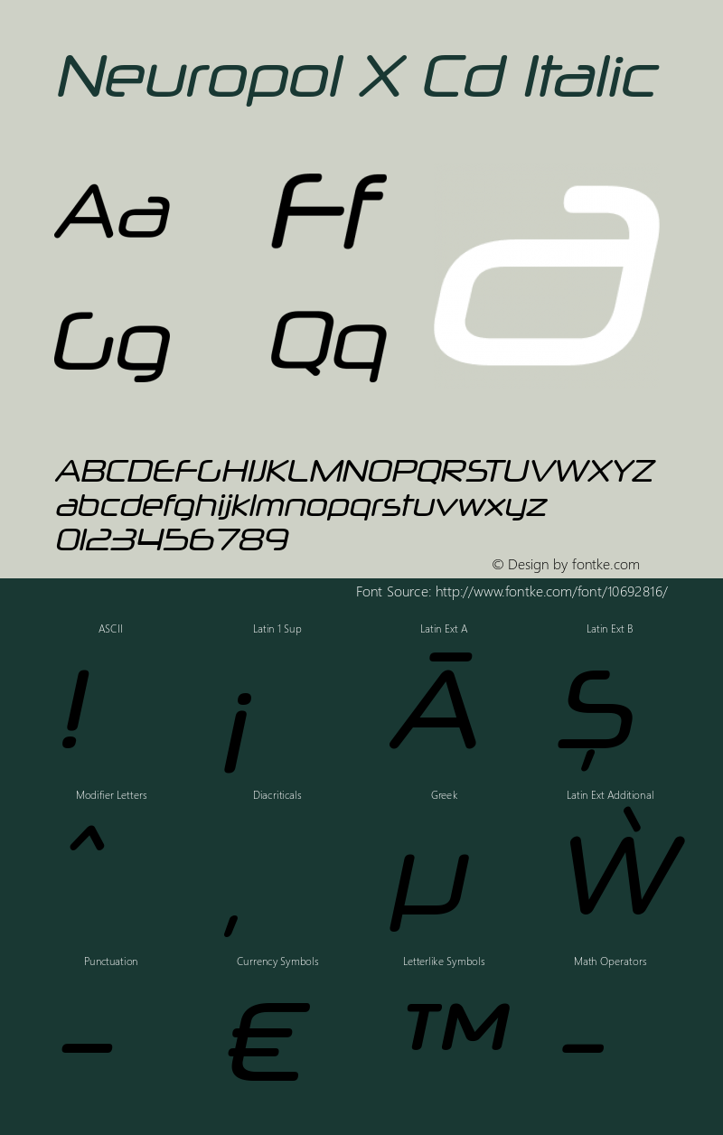 Neuropol X Cd Italic Version 2.003 Font Sample