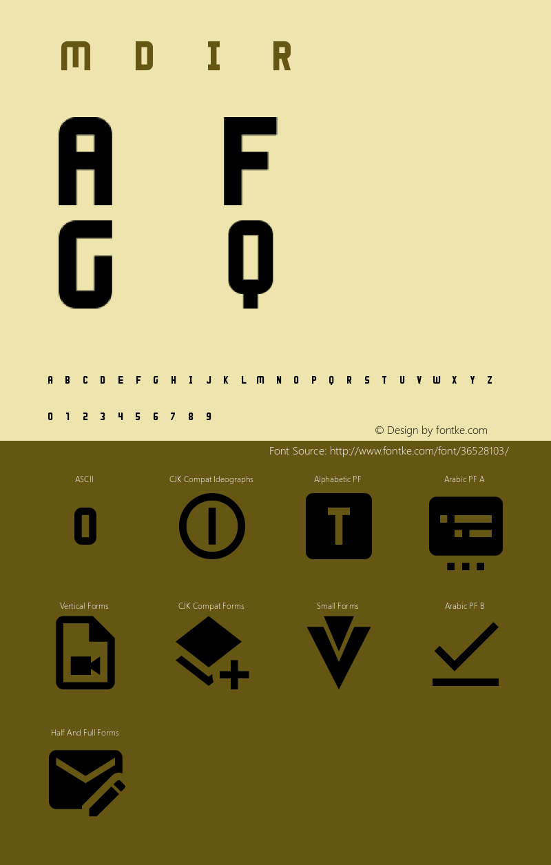 Material Design Icons Version 1.0 Font Sample